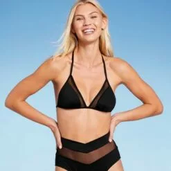 Women's Mesh Triangle Bikini Top - Shade & Shore™ Black -Swimsuits Popular Store unnamed file 3837
