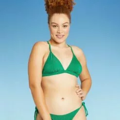 Juniors' Metallic Ribbed Triangle Bikini Top - Xhilaration™ Jade -Swimsuits Popular Store unnamed file 3845