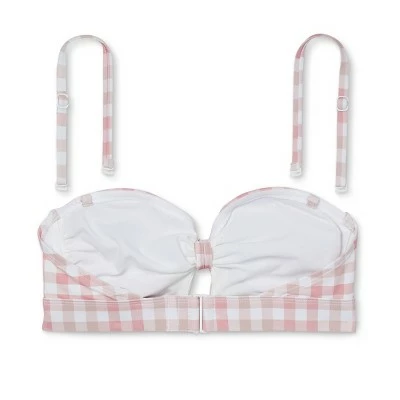 Women's Checked Bandeau Tie-Front Bikini Top - Kona Sol™ Blush 8 Women's Checked Bandeau Tie-Front Bikini Top - Kona Sol™ Blush - Image 6