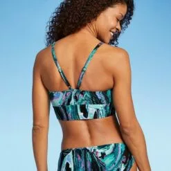 Women's Longline Bikini Top - All in Motion™ Marble Print
