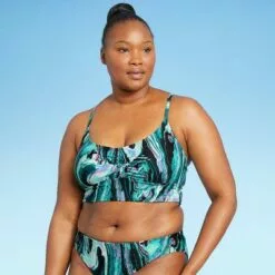 Women's Longline Bikini Top - All in Motion™ Marble Print -Swimsuits Popular Store unnamed file 3910