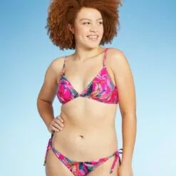 Juniors' Trilette Bikini Top - Xhilaration™ Pink Floral Print -Swimsuits Popular Store unnamed file 3921