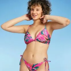 Juniors' Trilette Bikini Top - Xhilaration™ Pink Floral Print -Swimsuits Popular Store unnamed file 3930