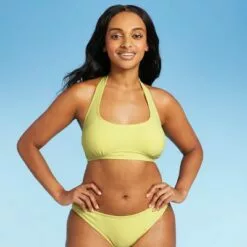 Juniors' Terry Longline Halter Bralette Bikini Top - Xhilaration™ Yellow -Swimsuits Popular Store unnamed file 3944