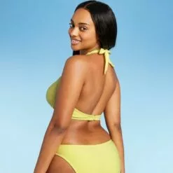 Juniors' Terry Longline Halter Bralette Bikini Top - Xhilaration™ Yellow -Swimsuits Popular Store unnamed file 3945