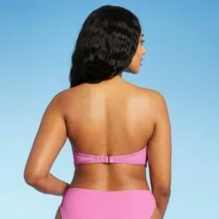 Juniors' Textured U-Wire Bandeau Bikini Top - Xhilaration™ Pink -Swimsuits Popular Store unnamed file 3957