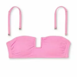 Juniors' Textured U-Wire Bandeau Bikini Top - Xhilaration™ Pink -Swimsuits Popular Store unnamed file 3958