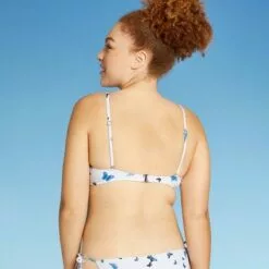 Juniors' Ribbed Bralette Bikini Top - Xhilaration™ Blue Butterfly Print -Swimsuits Popular Store unnamed file 3977