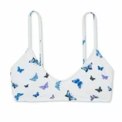 Juniors' Ribbed Bralette Bikini Top - Xhilaration™ Blue Butterfly Print -Swimsuits Popular Store unnamed file 3978