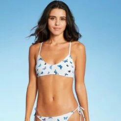 Juniors' Ribbed Bralette Bikini Top - Xhilaration™ Blue Butterfly Print -Swimsuits Popular Store unnamed file 3983