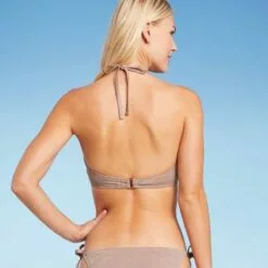 Women's Triangle Halter Bikini Top - Shade & Shoreâ„¢ Light Mauve Lurex