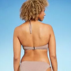 Women's Triangle Halter Bikini Top - Shade & Shore™ Light Mauve Lurex -Swimsuits Popular Store unnamed file 4008