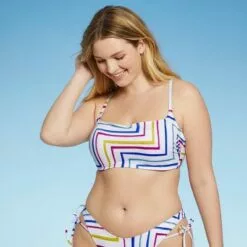 Women's Light Lift Square Neck Bralette Bikini Top - Shade & Shore™ Multi Stripe -Swimsuits Popular Store unnamed file 4019