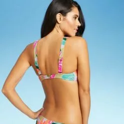 Juniors' Ribbed Bralette Bikini Top - Xhilaration™ Multi Tropical Print