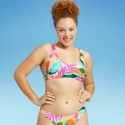 Juniors' Ribbed Bralette Bikini Top - Xhilaration™ Multi Tropical Print -Swimsuits Popular Store unnamed file 4041