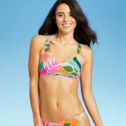 Juniors' Ribbed Bralette Bikini Top - Xhilaration™ Multi Tropical Print -Swimsuits Popular Store unnamed file 4045