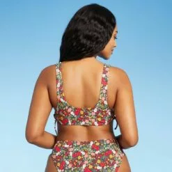 Juniors' Ribbed Tunneled Side-Tie Bralette Bikini Top - Xhilaration™ Multi Floral Print -Swimsuits Popular Store unnamed file 4082