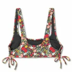 Juniors' Ribbed Tunneled Side-Tie Bralette Bikini Top - Xhilaration™ Multi Floral Print -Swimsuits Popular Store unnamed file 4084