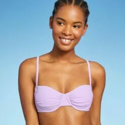 Juniors' Shirred Underwire Bikini Top - Xhilaration™ Lilac Purple -Swimsuits Popular Store unnamed file 4091