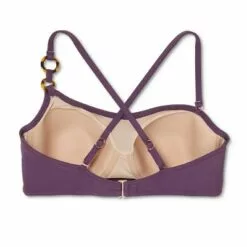 Women's Lightly Lined Ring Detail One Shoulder Bikini Top - Shade & Shore™ Dark Purple -Swimsuits Popular Store unnamed file 4107