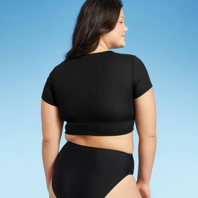 Women's Crop Pique Bikini Top - Sea Angel Black 6 Women's Crop Pique Bikini Top - Sea Angel Black - Image 4