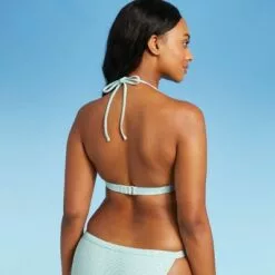 Juniors' Triangle Bikini Top - Xhilaration™ Mint Green Check -Swimsuits Popular Store unnamed file 4191