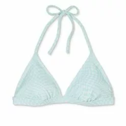 Juniors' Triangle Bikini Top - Xhilaration™ Mint Green Check -Swimsuits Popular Store unnamed file 4192