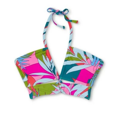 Juniors' Lace-Up Halter Longline Bandeau Bikini Top - Xhilaration™ Multi Tropical Print 4 Juniors' Lace-Up Halter Longline Bandeau Bikini Top - Xhilaration™ Multi Tropical Print - Image 2