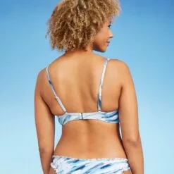 Women's Ribbed Bralette Bikini Top - Shade & Shore™ Blue Tie-Dye -Swimsuits Popular Store unnamed file 4254