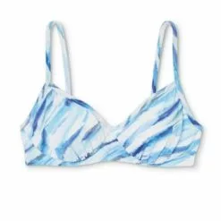 Women's Ribbed Bralette Bikini Top - Shade & Shore™ Blue Tie-Dye -Swimsuits Popular Store unnamed file 4255