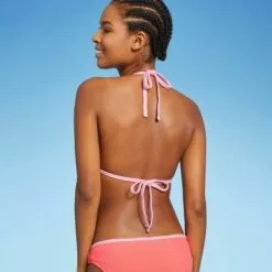 Juniors' Terry Triangle Bikini Top - Xhilaration™ Multi Blue & Lime Green