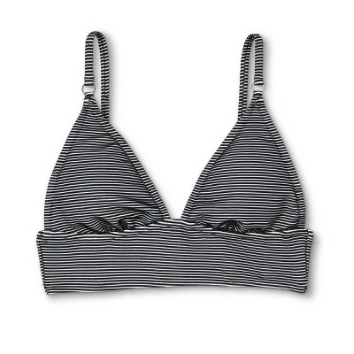 Women's Textured Longline Triangle Bikini Top - Shade & Shore™ Black/White Stripe 7 Women's Textured Longline Triangle Bikini Top - Shade & Shore™ Black/White Stripe - Image 5