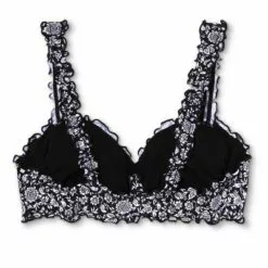 Juniors' Ribbed Ruffle Tie Bralette Bikini Top - Xhilaration™ Black Floral Print -Swimsuits Popular Store unnamed file 4328