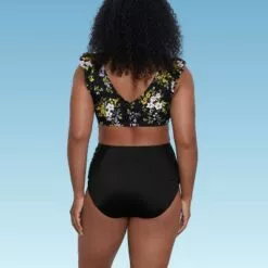 Women's Slimming Control Ruffle Shoulder Bikini Top - Beach Betty by Miracle Brands Black -Swimsuits Popular Store unnamed file 4336