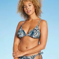 Women's Triangle Bikini Top - Shade & Shore™ Blue Snake Print -Swimsuits Popular Store unnamed file 4375