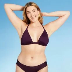 Women's Double Strap Triangle Bikini Top - Kona Sol™ Atlantic Burgundy -Swimsuits Popular Store unnamed file 4381