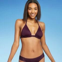 Women's Double Strap Triangle Bikini Top - Kona Sol™ Atlantic Burgundy -Swimsuits Popular Store unnamed file 4386