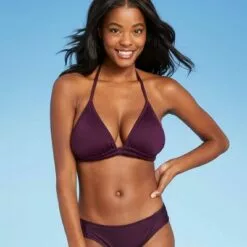 Women's Double Strap Triangle Bikini Top - Kona Sol™ Atlantic Burgundy -Swimsuits Popular Store unnamed file 4390