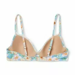 Women's Lightly Lined Ruffle Detail Tie-Front Bikini Top - Shade & Shore™ Light Blue Floral -Swimsuits Popular Store unnamed file 4396