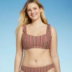 Women's Light Lift Square Neck Shoulder Tie Bralette Bikini Top - Shade & Shore™ Multi Stripe 28 Women's Light Lift Square Neck Shoulder Tie Bralette Bikini Top - Shade & Shore™ Multi Stripe -Swimsuits Popular Store unnamed file 4421