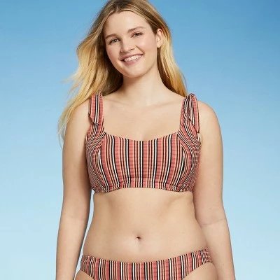 Women's Light Lift Square Neck Shoulder Tie Bralette Bikini Top - Shade & Shore™ Multi Stripe 5 Women's Light Lift Square Neck Shoulder Tie Bralette Bikini Top - Shade & Shore™ Multi Stripe - Image 3