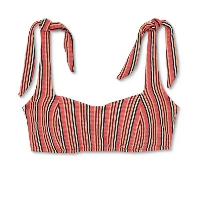 Women's Light Lift Square Neck Shoulder Tie Bralette Bikini Top - Shade & Shore™ Multi Stripe 7 Women's Light Lift Square Neck Shoulder Tie Bralette Bikini Top - Shade & Shore™ Multi Stripe - Image 5