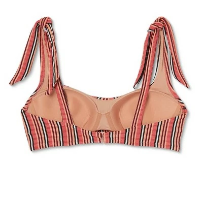 Women's Light Lift Square Neck Shoulder Tie Bralette Bikini Top - Shade & Shore™ Multi Stripe 8 Women's Light Lift Square Neck Shoulder Tie Bralette Bikini Top - Shade & Shore™ Multi Stripe - Image 6