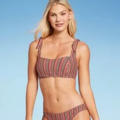 Women's Light Lift Square Neck Shoulder Tie Bralette Bikini Top - Shade & Shore™ Multi Stripe 41 Women's Light Lift Square Neck Shoulder Tie Bralette Bikini Top - Shade & Shore™ Multi Stripe -Swimsuits Popular Store unnamed file 4434