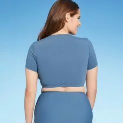 Women's Tunnel Front Sleeve Bikini Top - Kona Sol™ Mudstone Blue -Swimsuits Popular Store unnamed file 4463