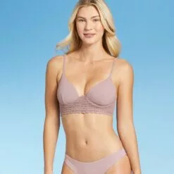 Women's Longline Crochet Detail Bikini Top - Shade & Shore™ Mauve -Swimsuits Popular Store unnamed file 4512