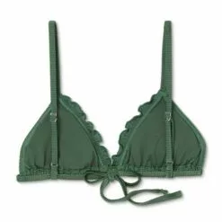 Juniors' Shiny Ribbed Ruffle Triangle Bikini Top - Xhilaration™ Moss Green -Swimsuits Popular Store unnamed file 4535