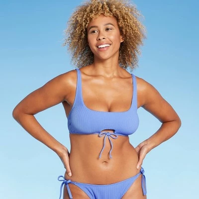 Women's Ribbed Keyhole Bralette Bikini Top - Shade & Shore™ Periwinkle 5 Women's Ribbed Keyhole Bralette Bikini Top - Shade & Shore™ Periwinkle - Image 3