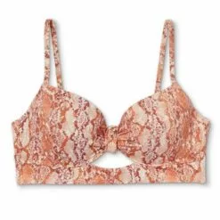 Women's Lightly Lined Longline Knot-Front Cut Out Bikini Top - Shade & Shore™ Lurex Snake Print -Swimsuits Popular Store unnamed file 4551