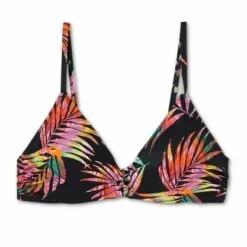 Women's Lightly Lined Strappy Front Detail Bikini Top - Shade & Shore™ Black Tropical Print -Swimsuits Popular Store unnamed file 4579